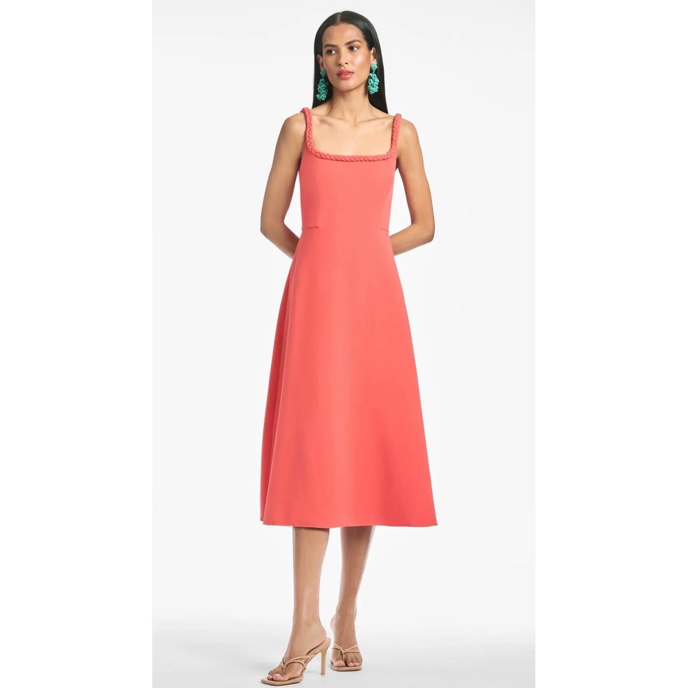 NWT Sachin & Babi Steph Dress Coral Tea Length Crepe Sz 2 $450
